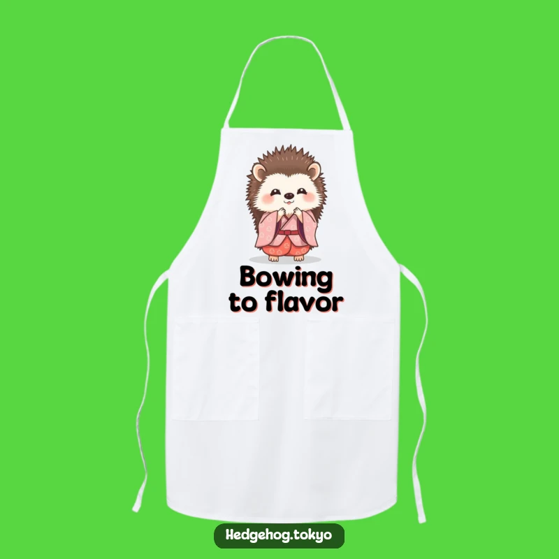 Funny Hedgehog Bowing Apron: Graceful Cooking, Traditional Kimono Kitchen Gift
