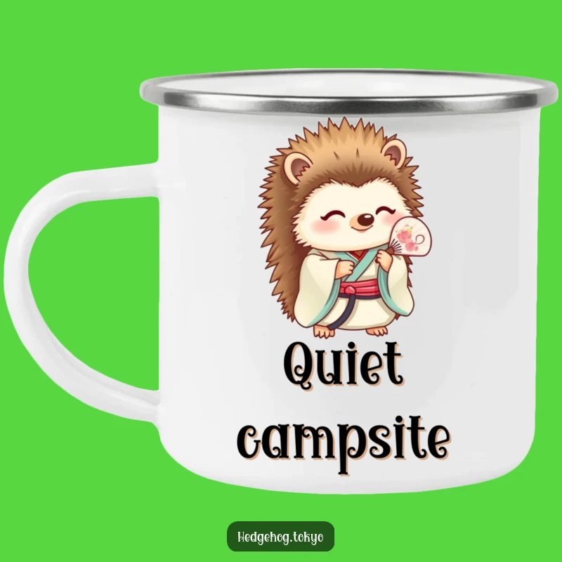 Funny Hedgehog Kimono Fan Camping Mug: Serene Sips on the Go!