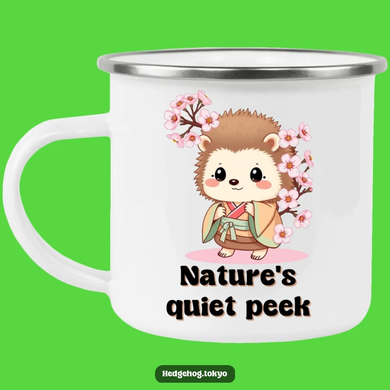 Funny Hedgehog Kimono Blossom Peek Camping Mug: Hilarious Outdoor Gift
