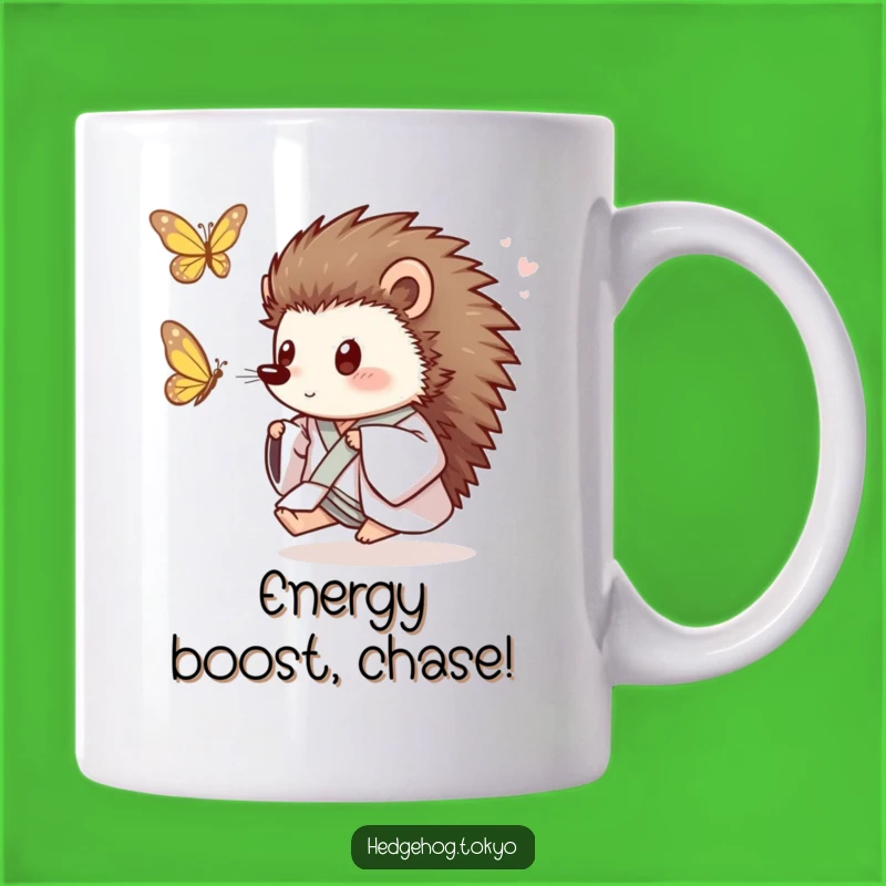 Funny Hedgehog Butterfly Chase Mug: A Joyful and Hilarious Gift for Playful Souls