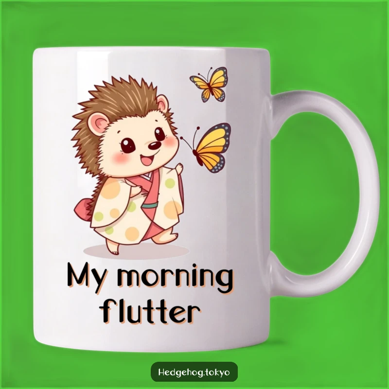 Funny Hedgehog Kimono Butterfly Joy Mug: Perfect Gift for Nature Lovers!