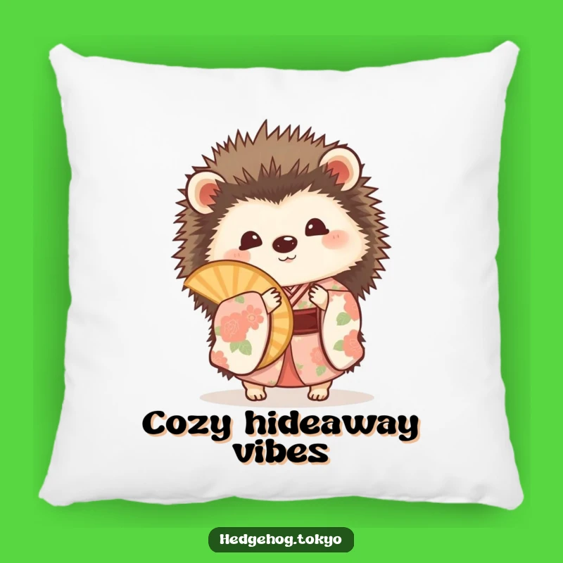 Funny Hedgehog Fan Pillow: Cozy Playfulness, Floral Kimono Accent, Gift