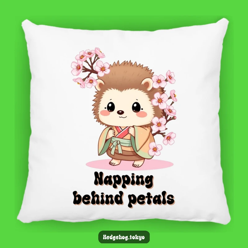 Funny Hedgehog Kimono Blossom Peek Pillow: Cozy and Hilarious Comfort Gift