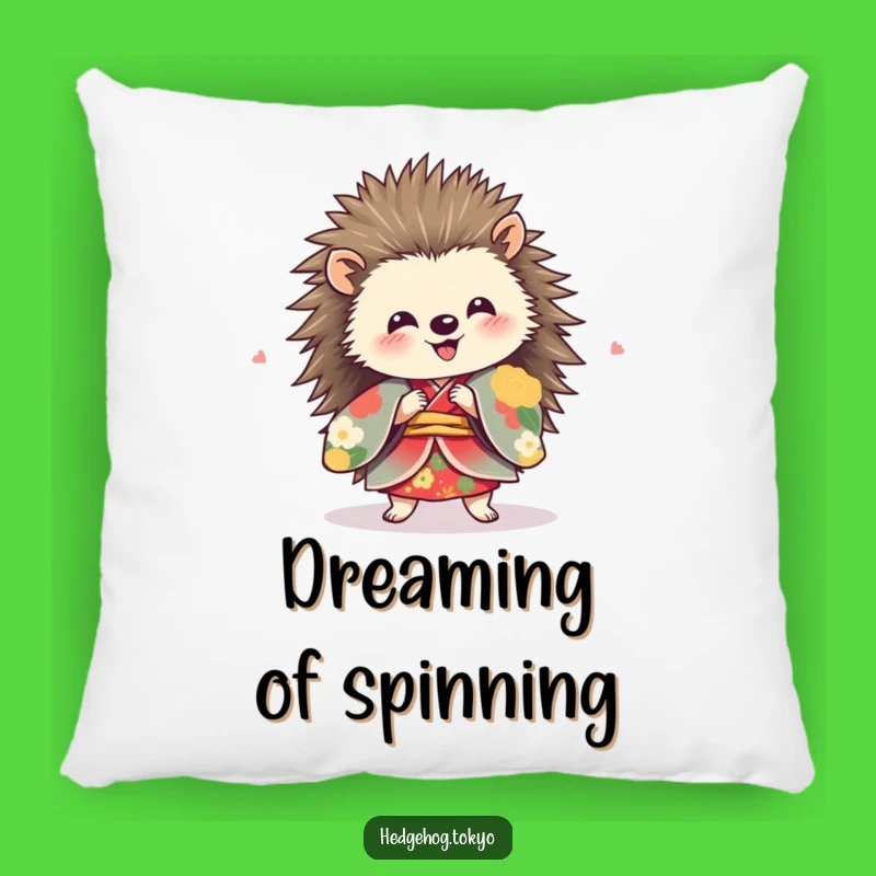 Funny Hedgehog Spinning Pillow: Cozy Joyful Dance, Vibrant Kimono Accent Gift