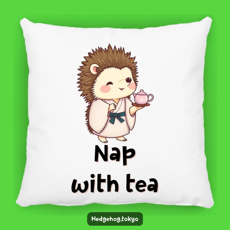 Funny Hedgehog Tea Set Pillow: Cozy Comfort and Hilarious Charm!