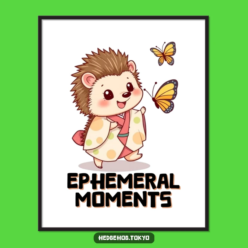 Funny Hedgehog Kimono Butterfly Digital Art: Instant Hilarious Decor!