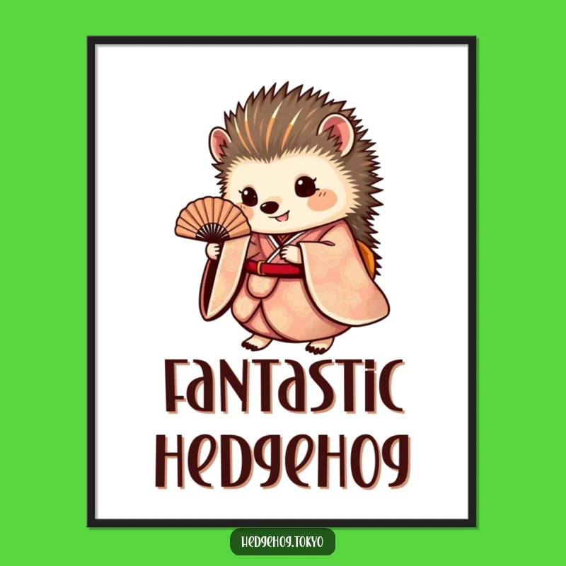 Funny Hedgehog Kimono Digital Art Print: Instant Elegance for Your Walls