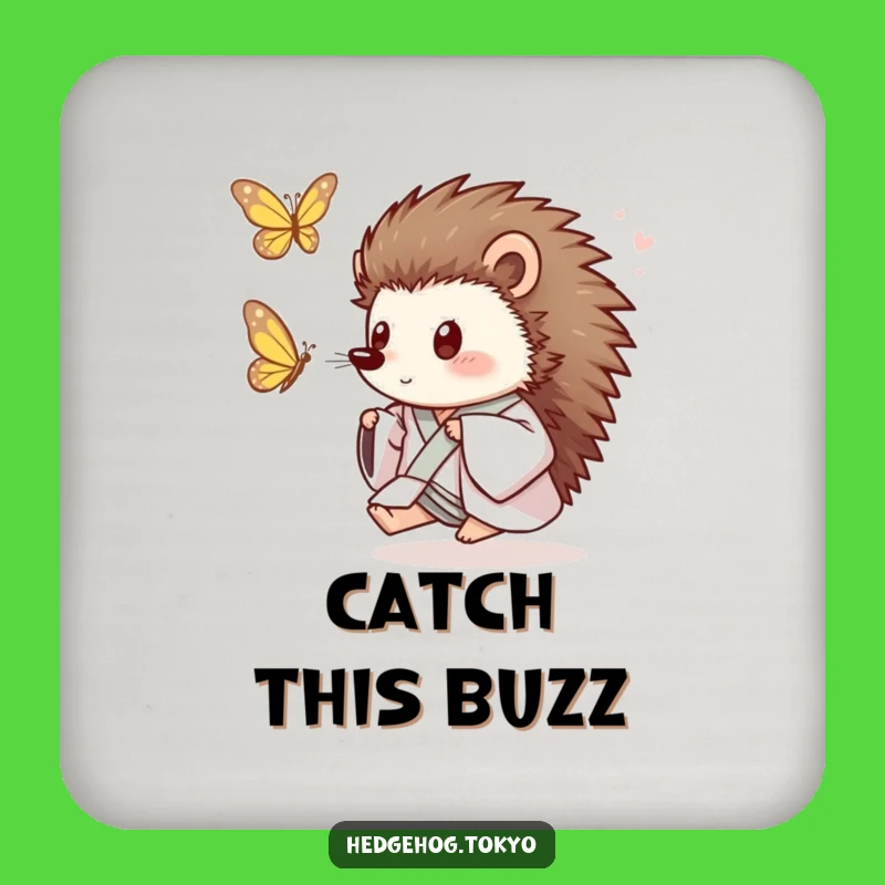 Funny Hedgehog Butterfly Chase Coaster: Playful Protection with Hilarious Charm Gift