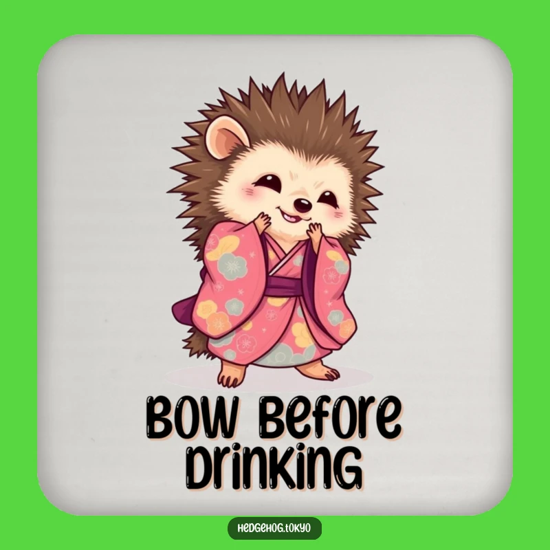 Elegant Hedgehog Kimono Coasters: Protect Surfaces with Graceful Art, Funny Gift