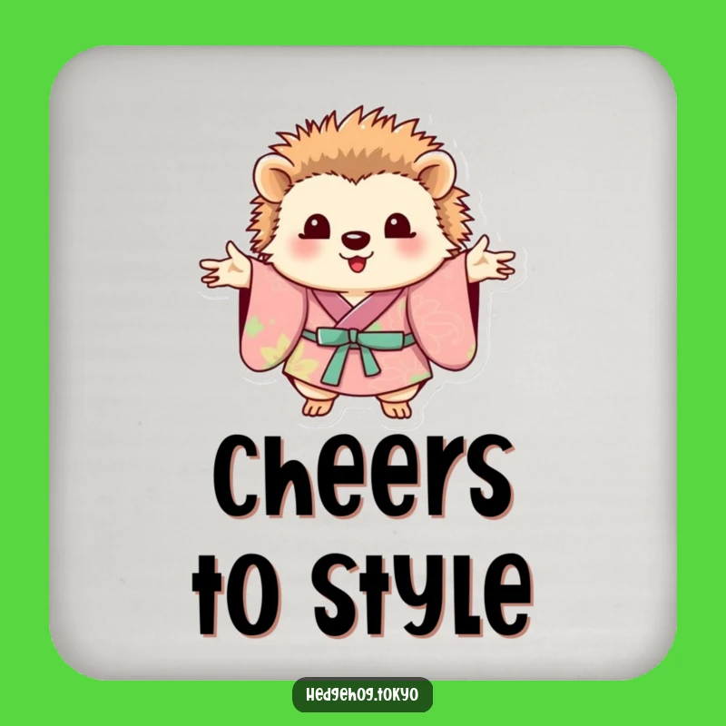 Funny Hedgehog Kimono Coaster: Protect Surfaces with Cute Art, Perfect Gift
