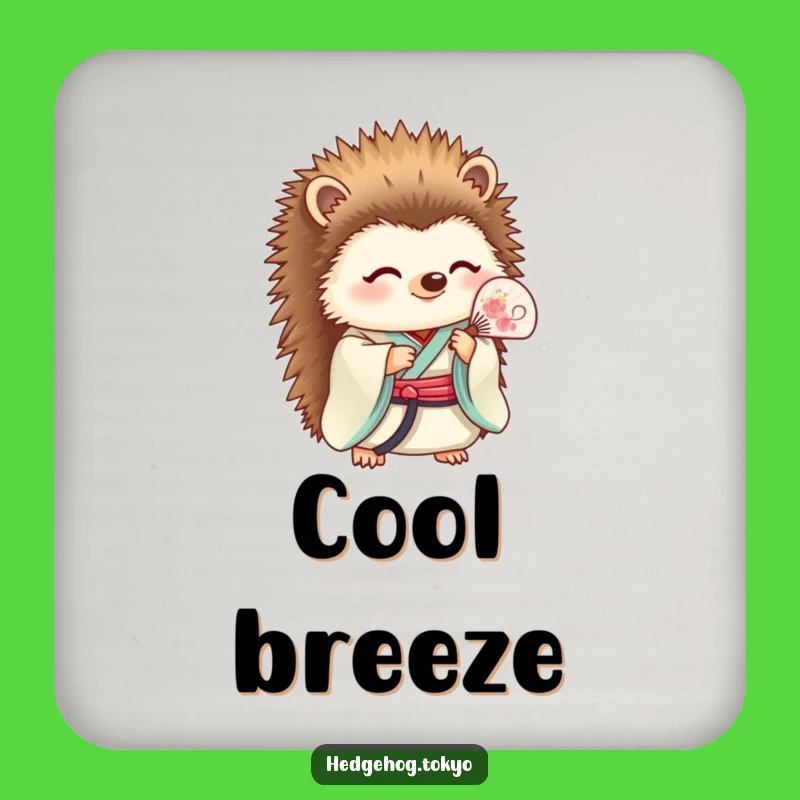 Funny Hedgehog Kimono Fan Coaster: Protect Surfaces with Serene Style!