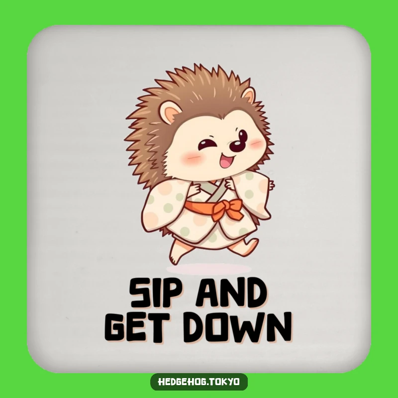 Funny Hedgehog Kimono Coasters (Set of 4): Playful Protection, Hilarious Gift