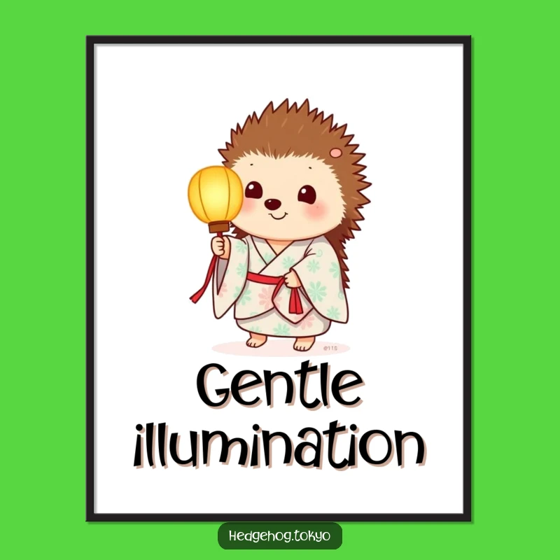 Funny Hedgehog Lantern Poster: Summer Kimono Glow Art for Ambiance