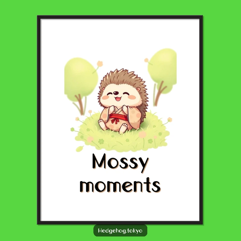 Funny Hedgehog Rolling Poster: Joyful Kimono Moss Art for Wall Decor