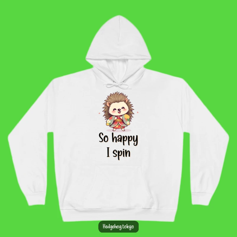 Funny Hedgehog Spinning Hoodie: Cozy Dance in Vibrant Kimono, Great Gift