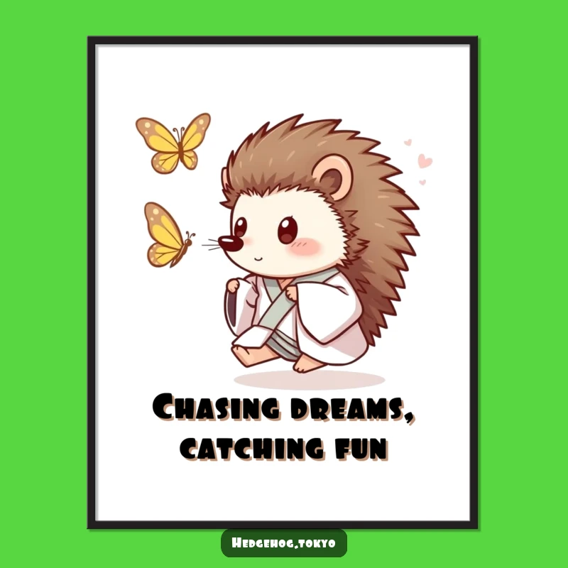 Free Printable Wall Art: Playful Hedgehog Kimono Decor Funny Downloadable Art