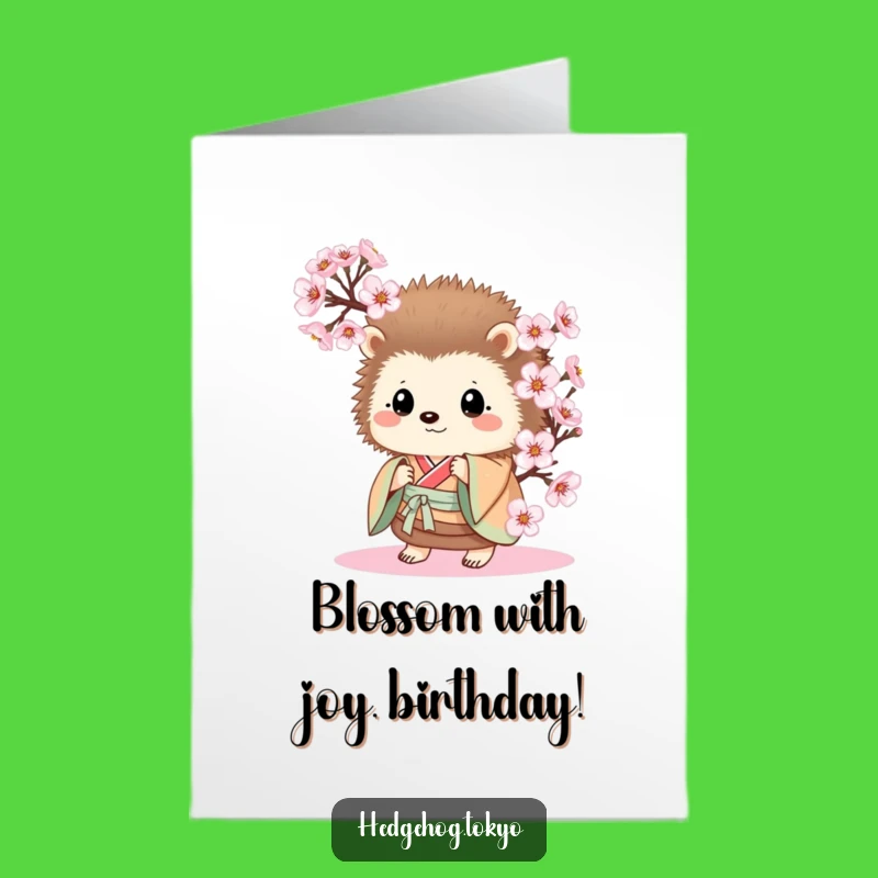 Free Printable Hedgehog Birthday Card: Cute Kimono Animal Funny Downloadable Gift