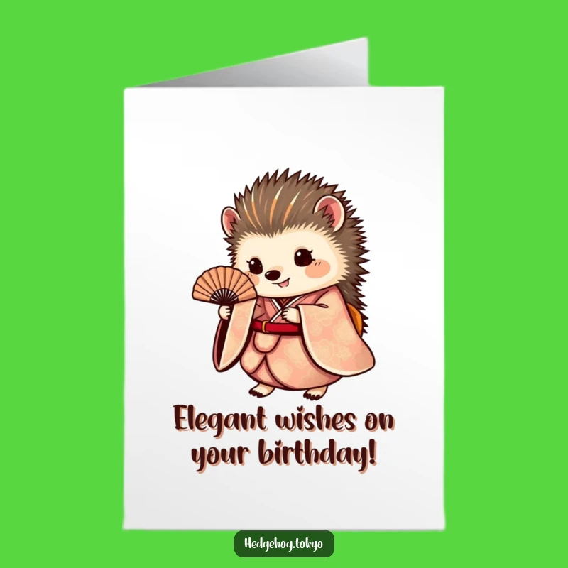 Free Printable Hedgehog Kimono Birthday Card - Elegant Downloadable Gift