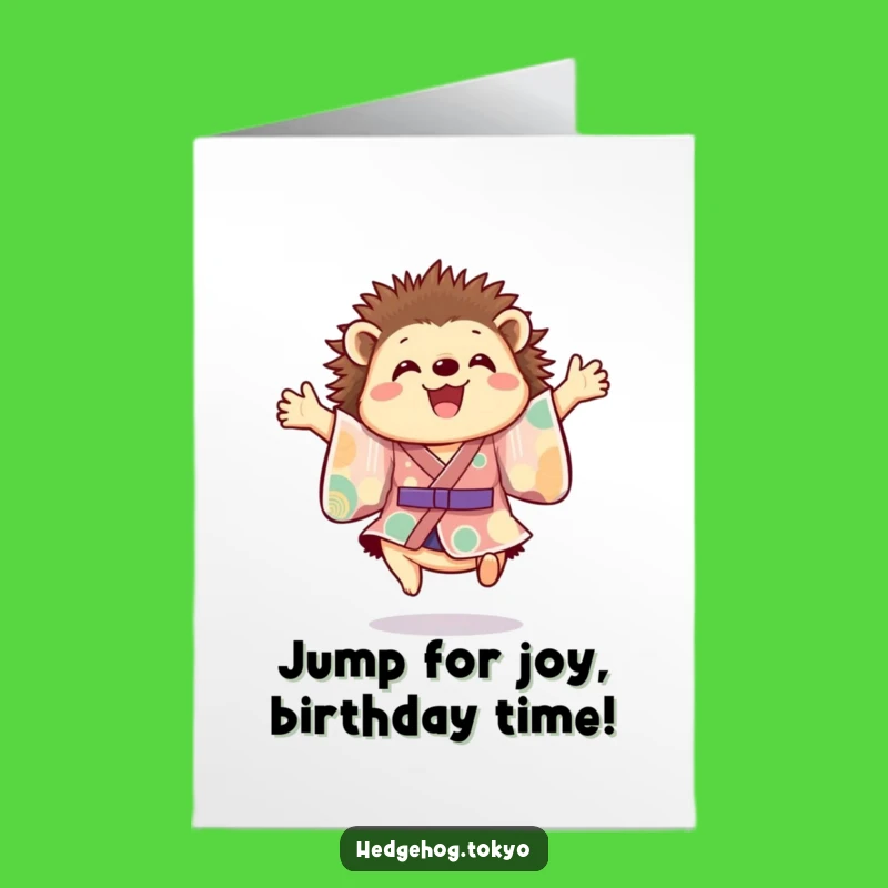 Free Printable Leaping Hedgehog Birthday Card - Energetic Downloadable Gift