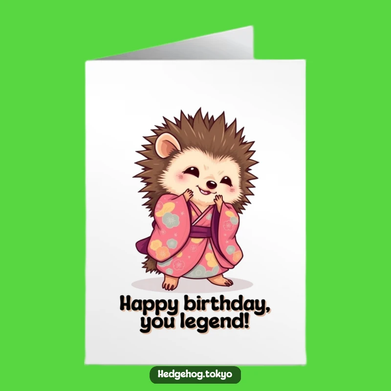 Funny Free Printable Birthday Card: Hedgehog Kimono Bow, Perfect Downloadable Gift