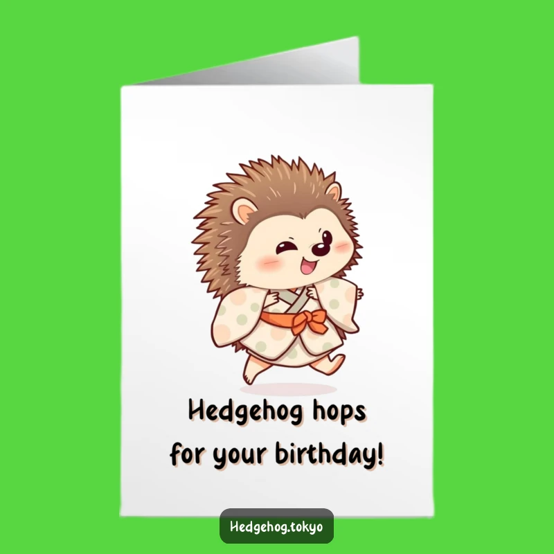 Free Printable Hedgehog Kimono Birthday Card - Playful Downloadable Gift