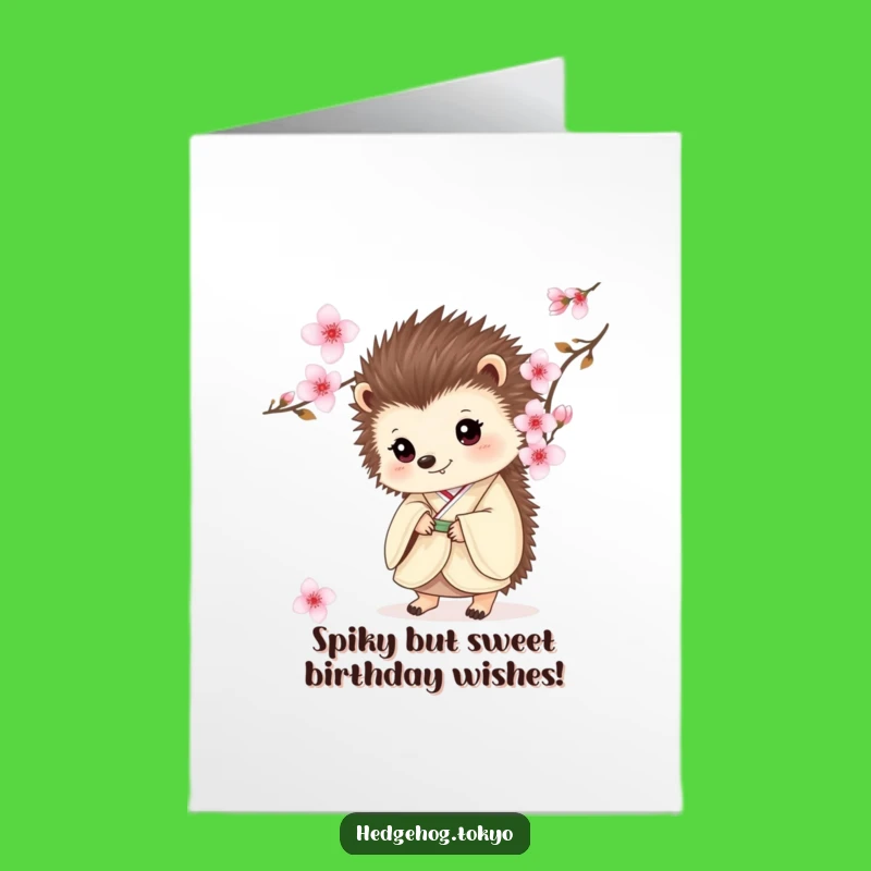 Free Printable Hedgehog Kimono Birthday Card: Funny Downloadable Gift for Her!