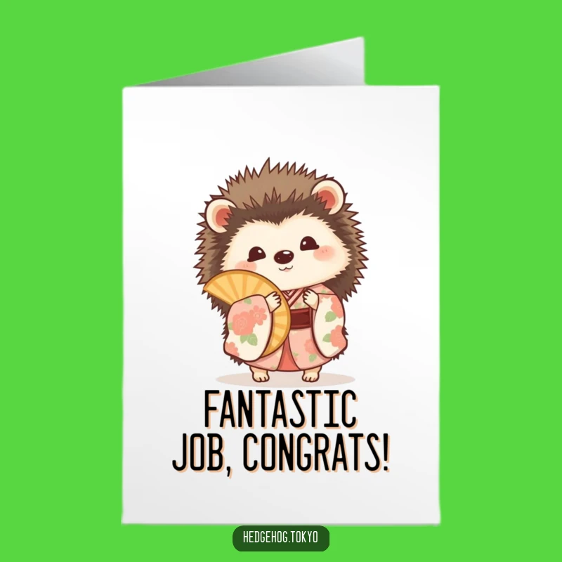 Free Printable Congrats Card: Secret Hedgehog Kimono, Charming Downloadable Gift for Joy
