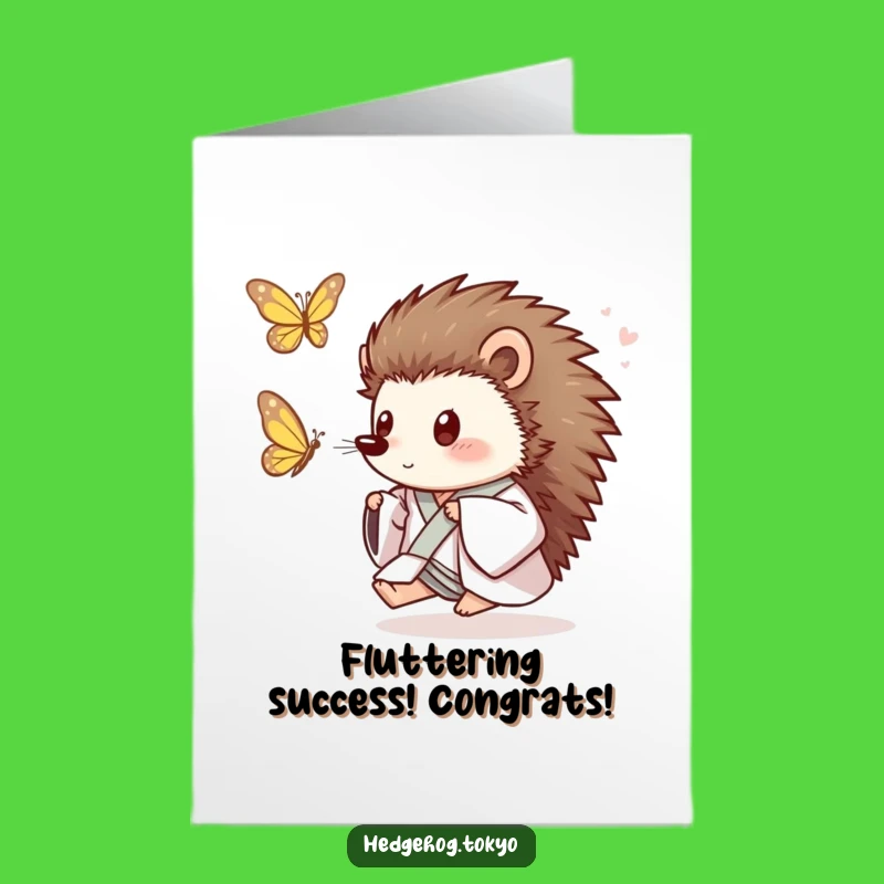 Free Printable Congrats Card: Playful Hedgehog Kimono Funny Downloadable