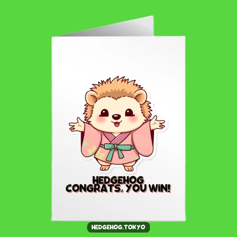 Free Printable Congrats Card: Elegant Hedgehog Kimono, Adorable Downloadable Gift for Celebration