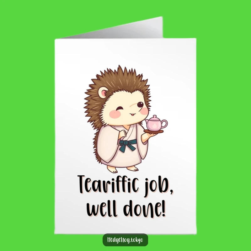 Free Printable Congrats Card: Whimsical Hedgehog Kimono Tea Balance