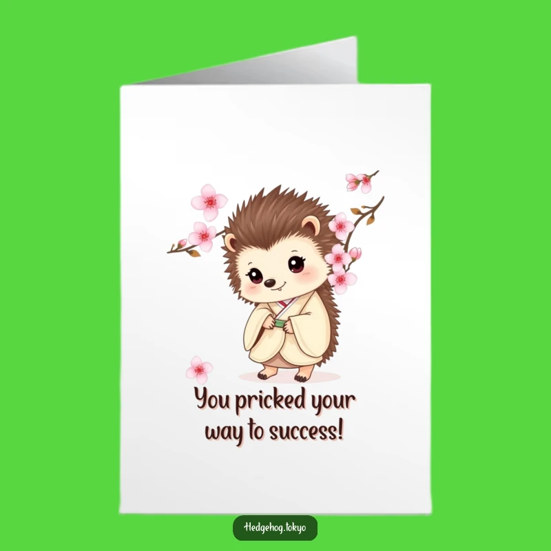 Free Printable Hedgehog Kimono Congrats Card: Funny Downloadable for Any Occasion!