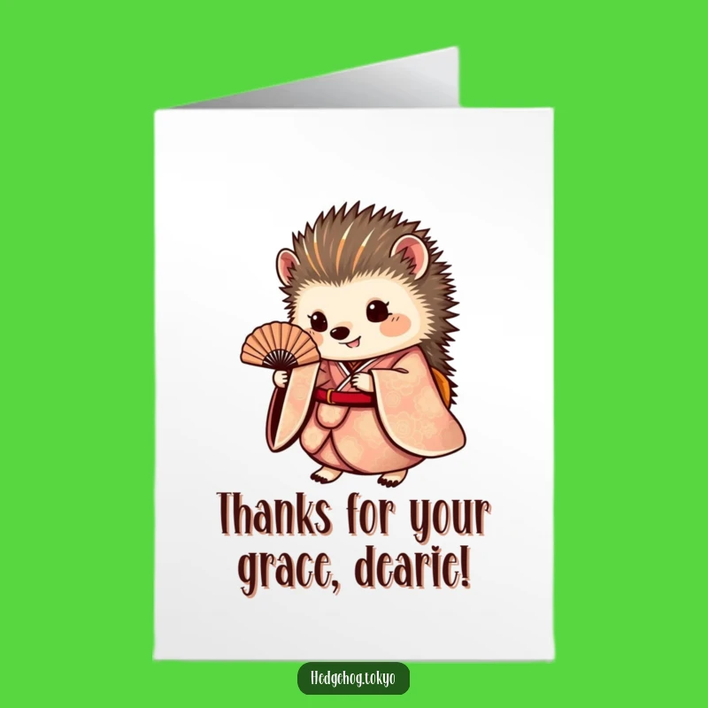 Free Printable Hedgehog Kimono Thank You Card - Artistic Downloadable Gift