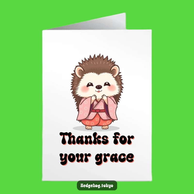 Free Printable Thank You Card: Bowing Hedgehog Kimono, Gracious Downloadable Gift for Thanks
