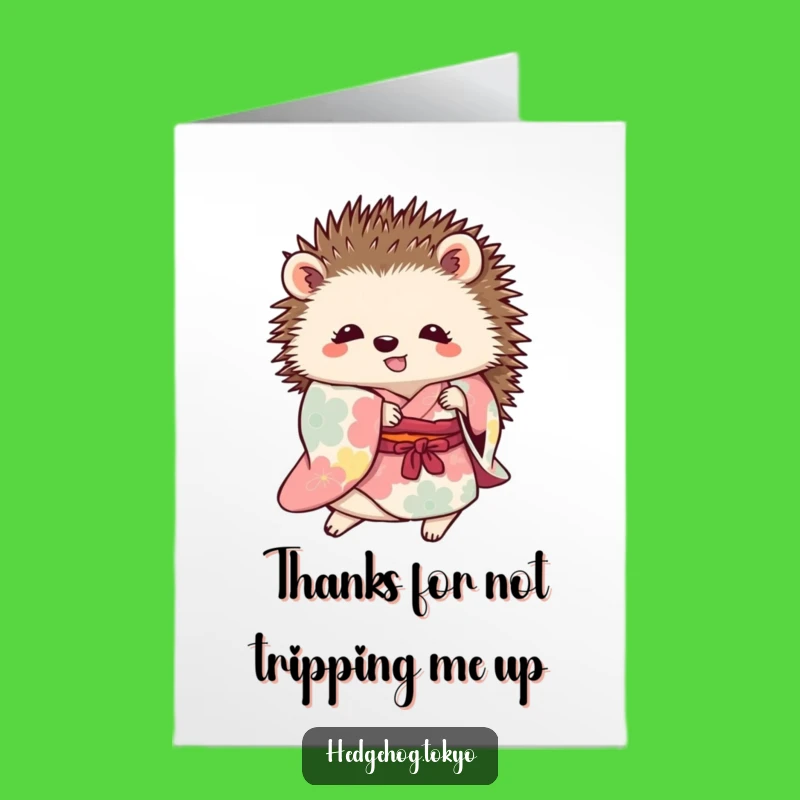 Free Printable Thank You Card: Charming Clumsy Hedgehog Kimono Fun