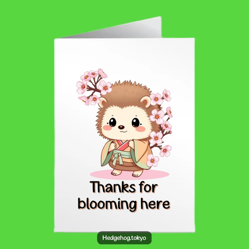 Free Printable Thank You Card: Grateful Hedgehog Kimono Funny Downloadable Gift