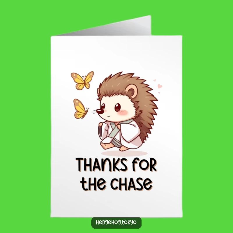 Free Printable Thank You Card: Playful Hedgehog Kimono Funny Downloadable Gift