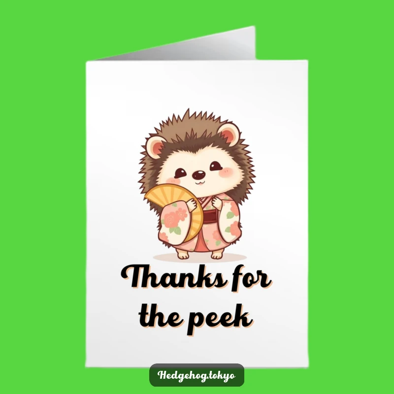 Free Printable Thank You Card: Hidden Hedgehog Kimono, Sweet Downloadable Gift for Thanks