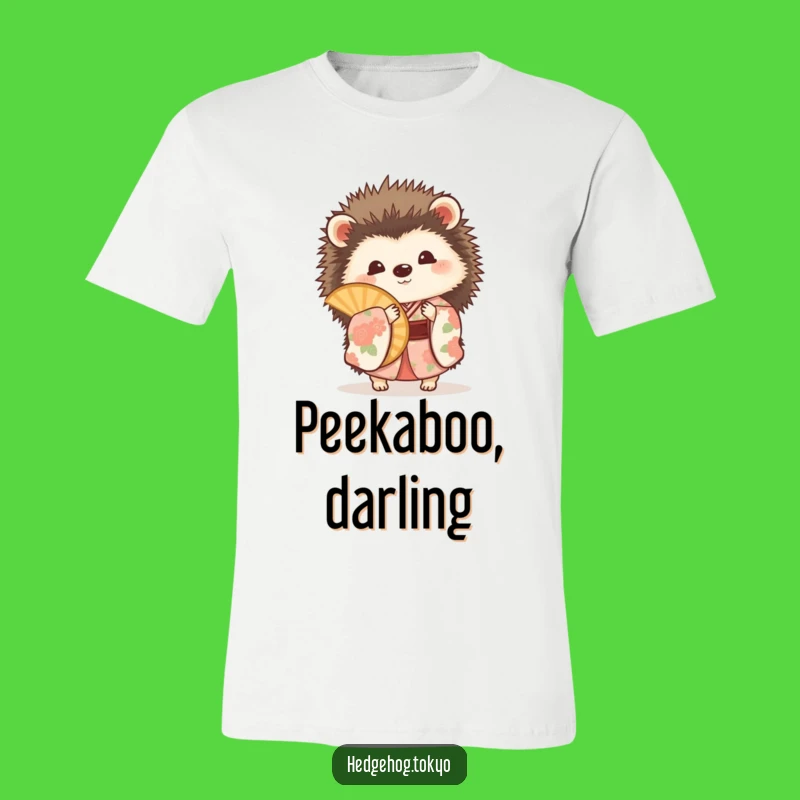 Funny Hedgehog Fan T-Shirt: Playful Art in Floral Kimono, Perfect Gift