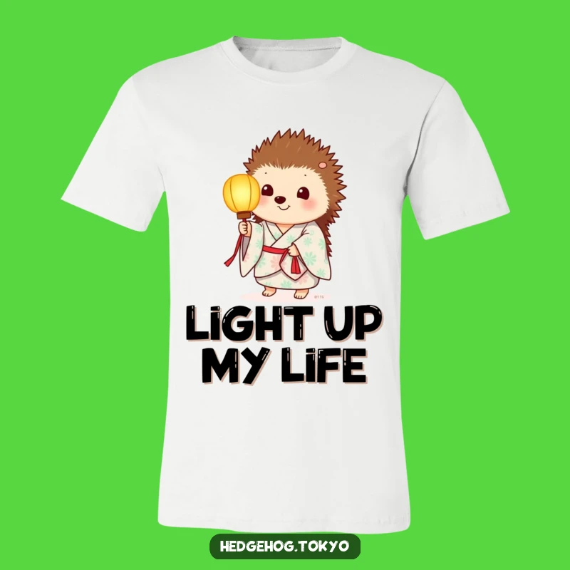 Funny Hedgehog Lantern T-Shirt: Summer Kimono Glow Design for Cozy Vibes