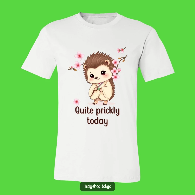 Funny Hedgehog Kimono T-Shirt: Cute Blossom Peeking Design for Humor Lovers