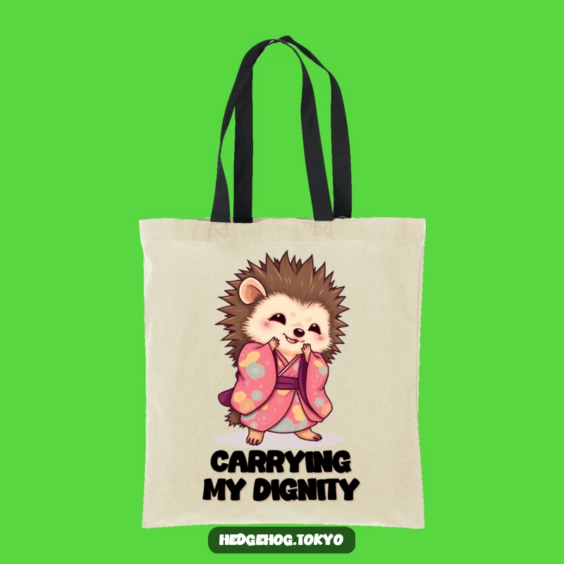 Stylish Hedgehog Kimono Tote Bag: Graceful Bow Carryall, Chic Funny Gift