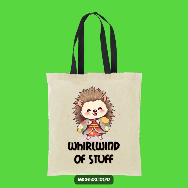 Funny Hedgehog Spinning Tote Bag: Carry Joyful Dance, Vibrant Kimono Bag